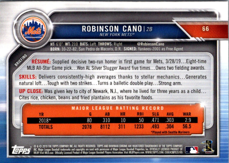 2019 Bowman Chrome Robinson Cano