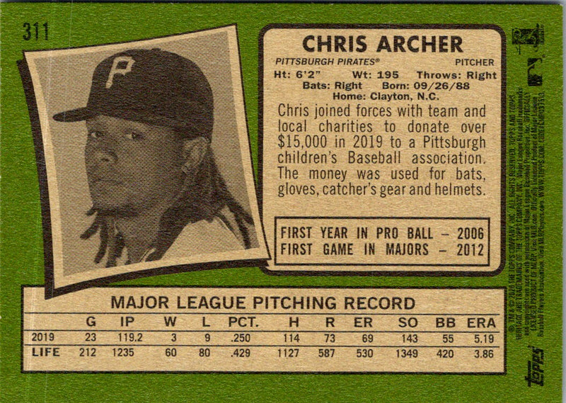 2020 Topps Heritage Chris Archer