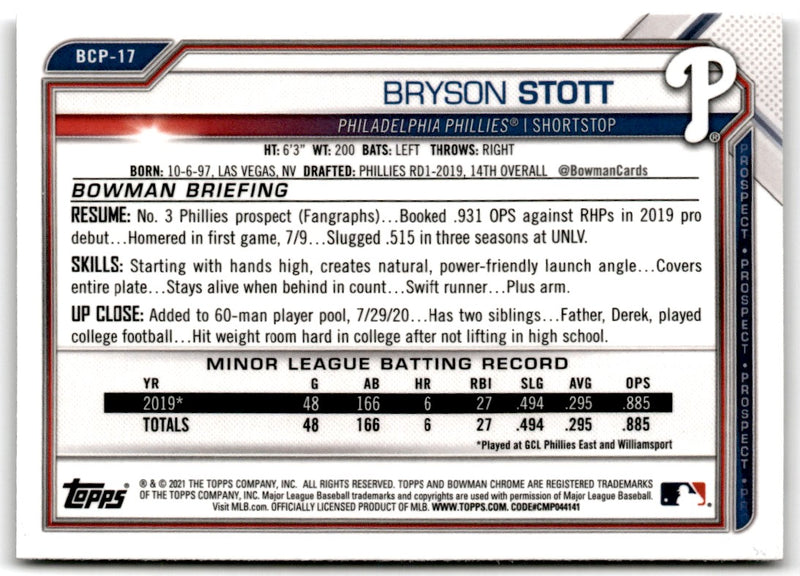 2021 Bowman Chrome Prospects Bryson Stott