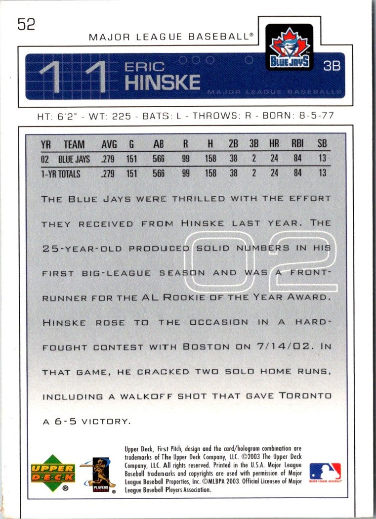 2003 Upper Deck First Pitch Eric Hinske