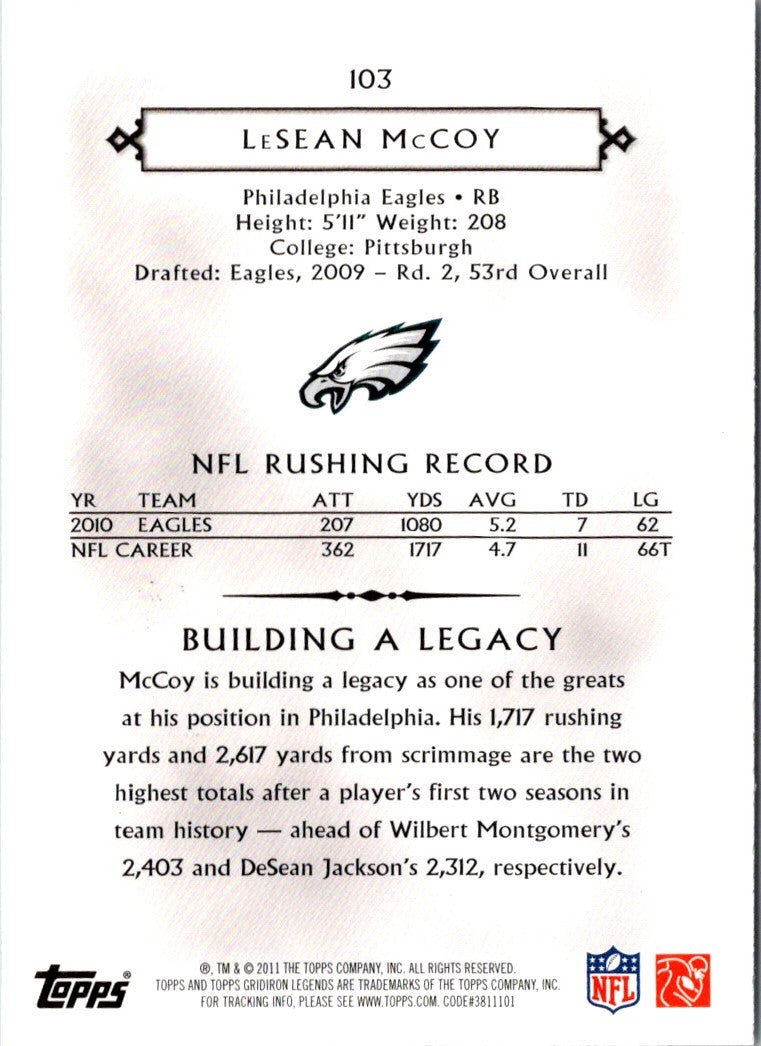 2011 Topps Gridiron Legends LeSean McCoy