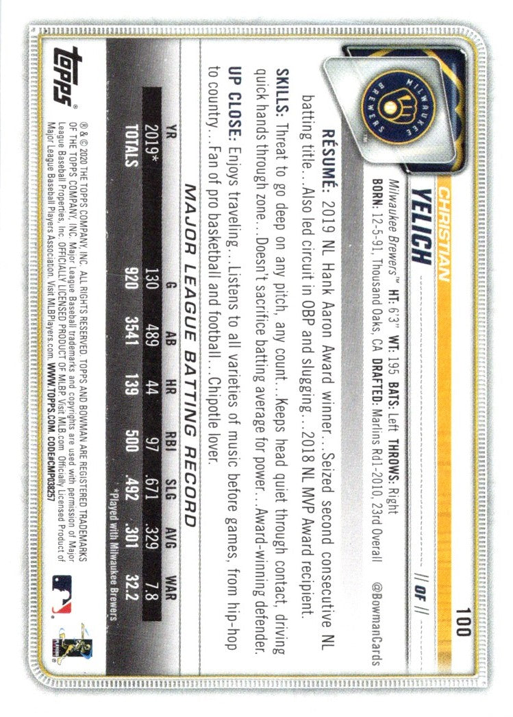 2020 Topps Archives Yelich