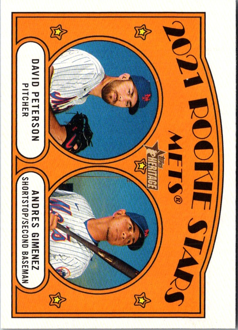 2021 Topps Heritage 2021 Rookie Stars - Mets - David Peterson/Andres Gimenez PR50