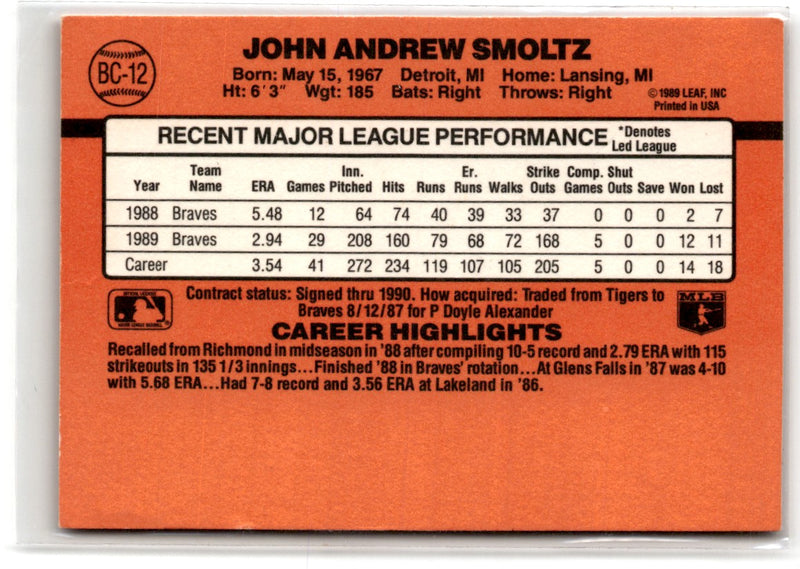 1989 Star Burlington Braves Johnny Cuevas