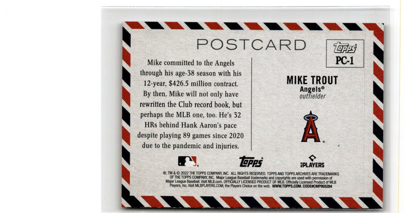 2022 Topps Archives Postcards Mike Trout