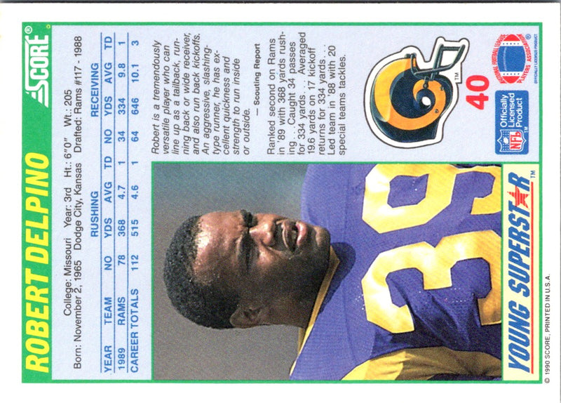 1990 Score Young Superstars Robert Delpino