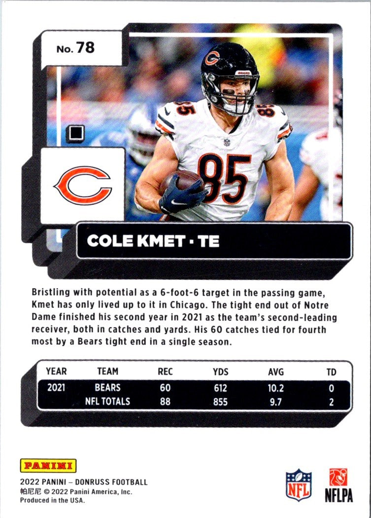 2022 Donruss Cole Kmet