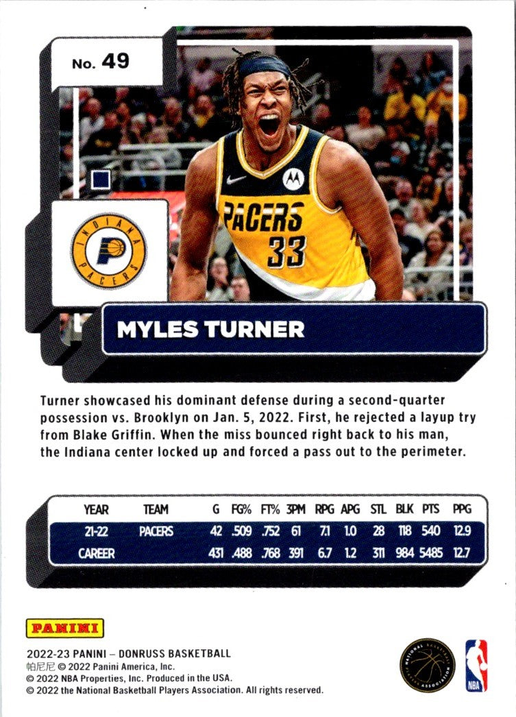 2022 Donruss Myles Turner