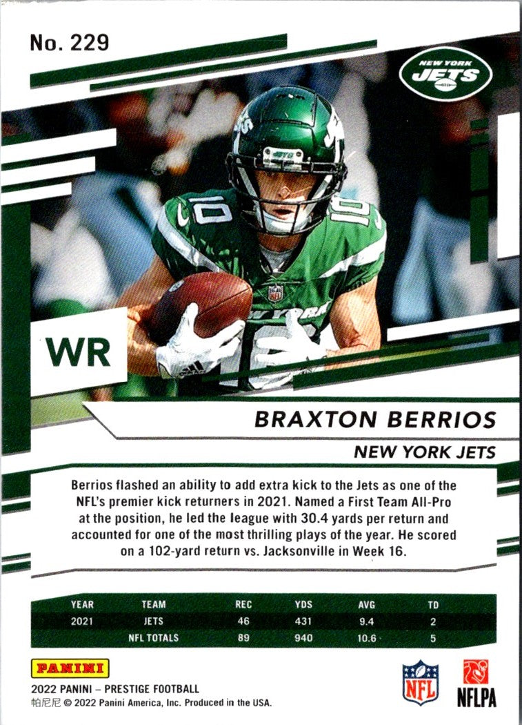 2022 Panini Prestige Braxton Berrios