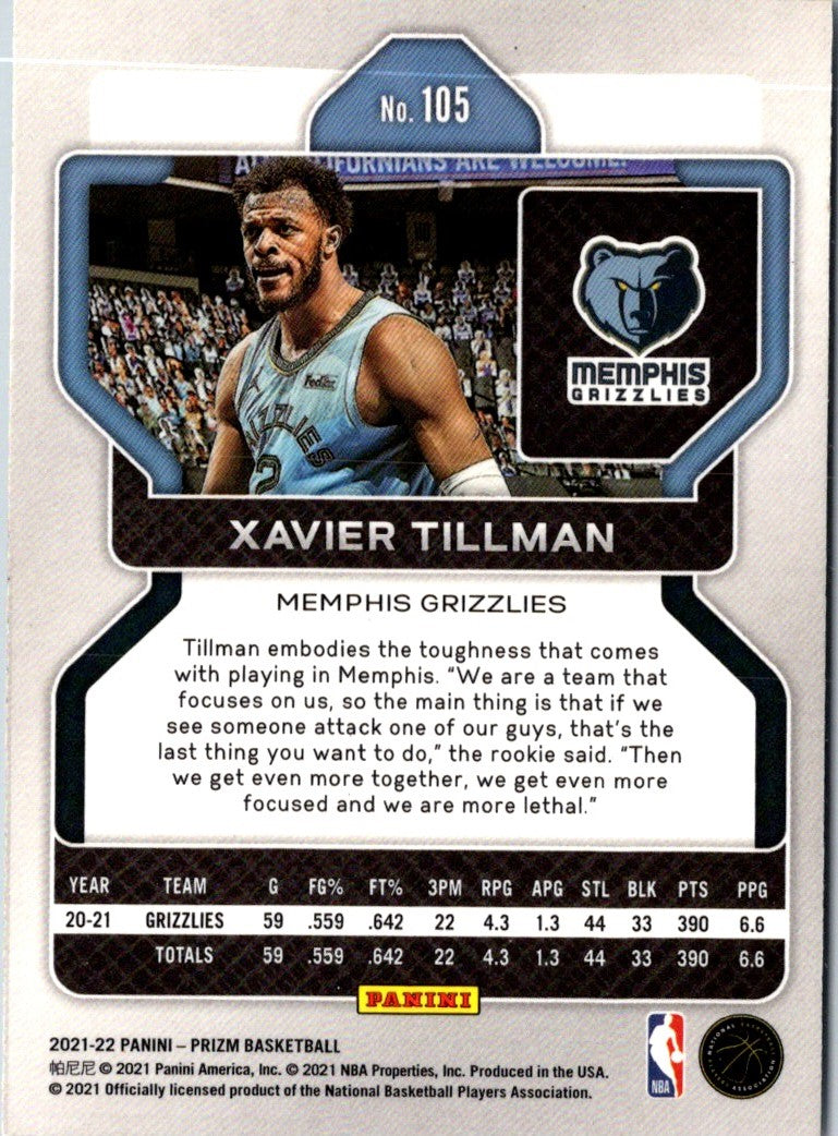 2021 Panini Prizm Blue Xavier Tillman