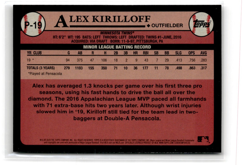 2020 Topps Update Prospects Alex Kirilloff