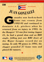 1996 Collector's Choice Signature Juan Gonzalez #338
