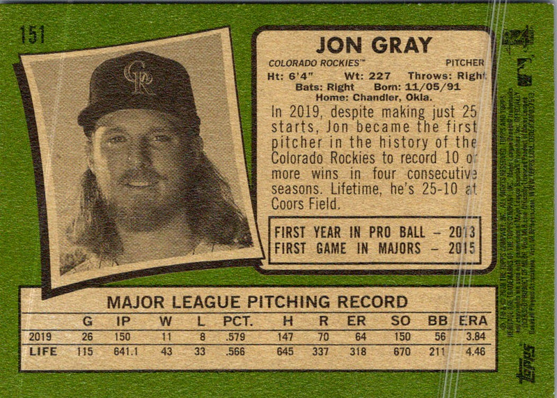 2020 Topps Heritage Jon Gray