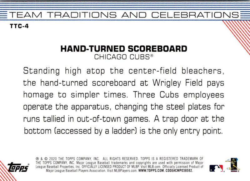 2020 Topps Opening Day Team Traditions and Celebrations Hand-turned Scoreboard