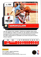 2022 Donruss Holo Laser Red/Gold Damian Lillard #106