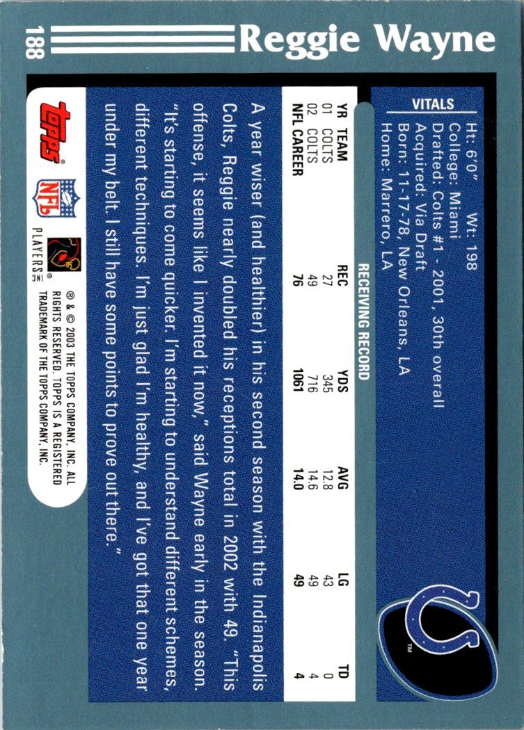 2003 Topps 1st Edition Reggie Wayne