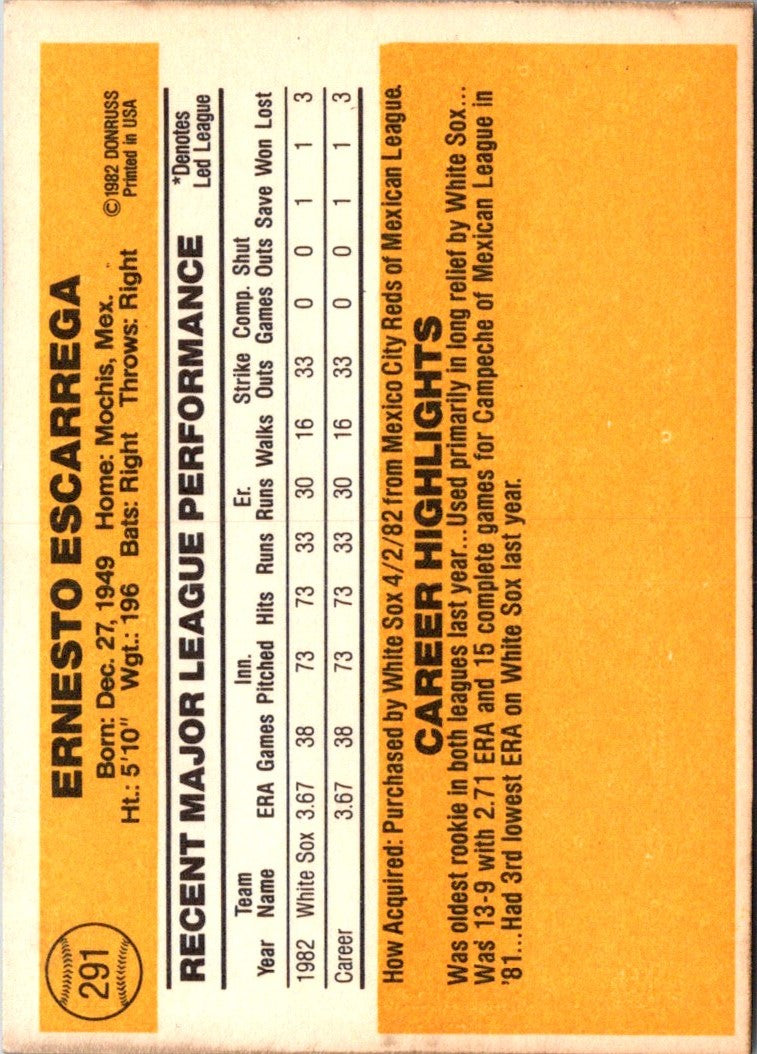 1983 Donruss Ernesto Escarrega