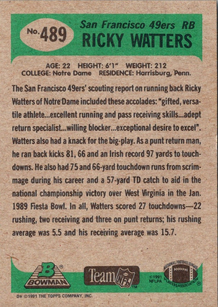 1991 Bowman Ricky Watters