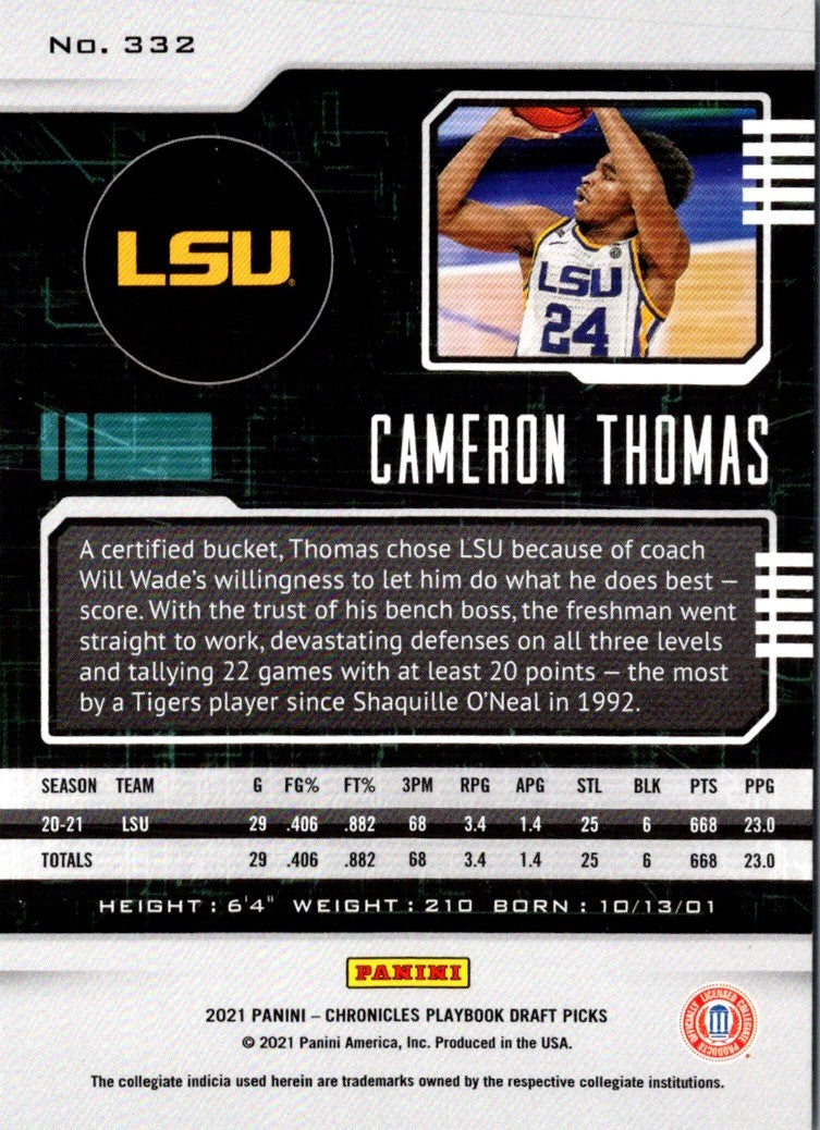 2021 Panini Chronicles Draft Picks Cameron Thomas