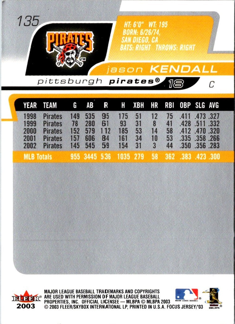 2003 Fleer Focus Jersey Edition Jason Kendall