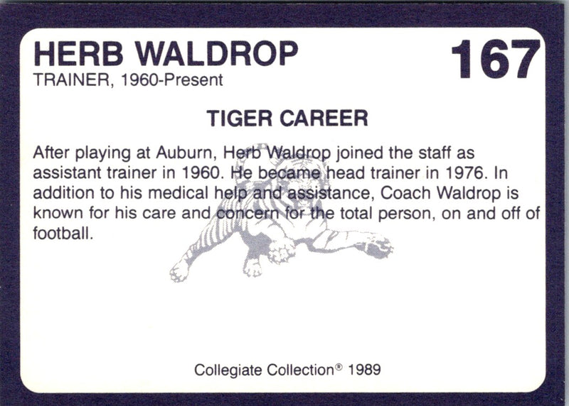 1989 Collegiate Collection Auburn Coke 580 Herb Waldrop