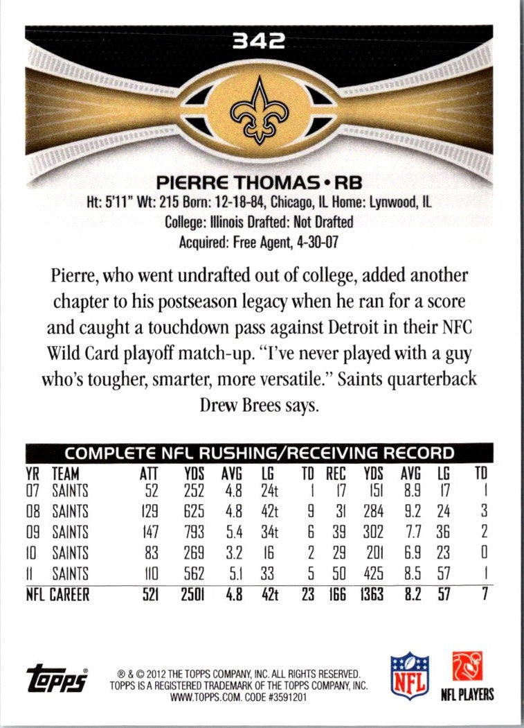 2012 Topps Pierre Thomas