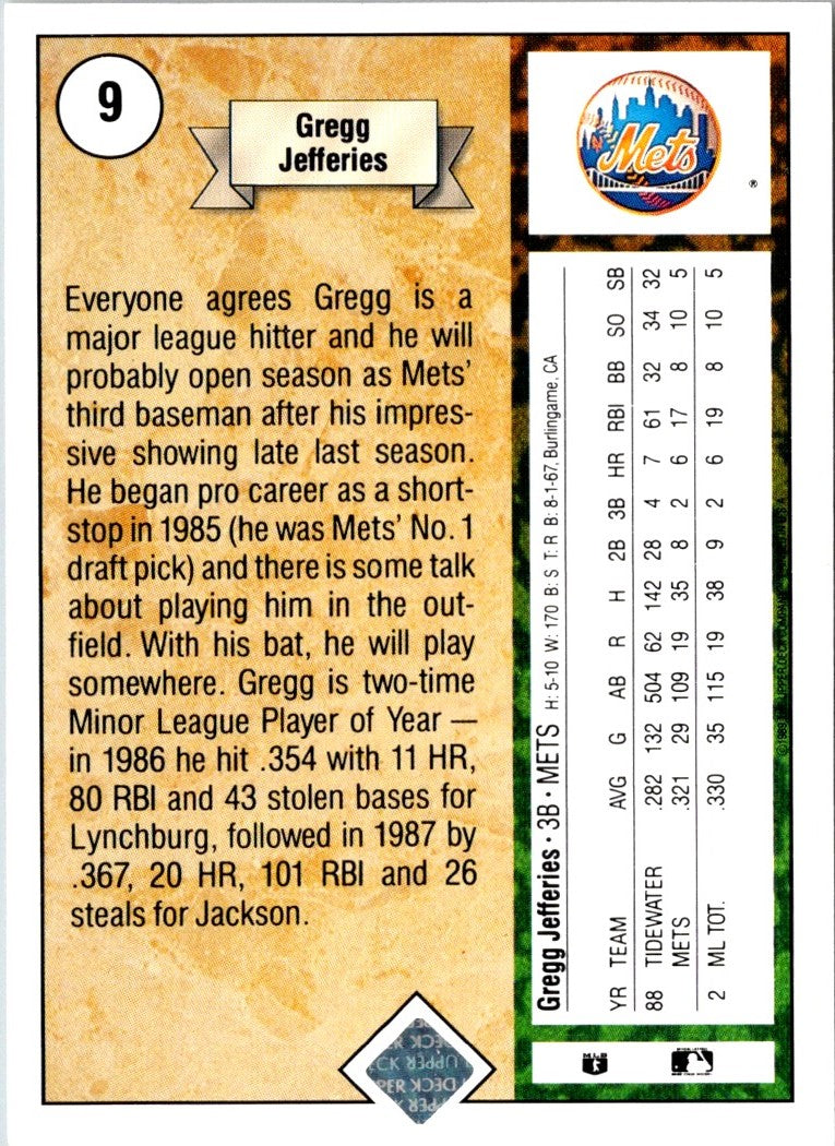 2009 Upper Deck 1989 20th Anniversary Buybacks Gregg Jefferies