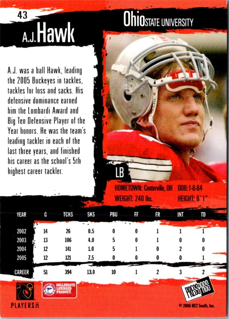 2006 Press Pass A.J. Hawk