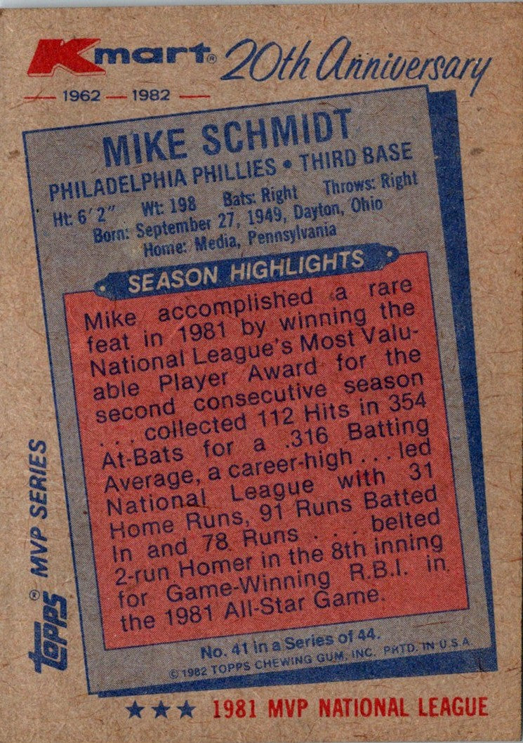 1983 Star Mike Schmidt Mike Schmidt