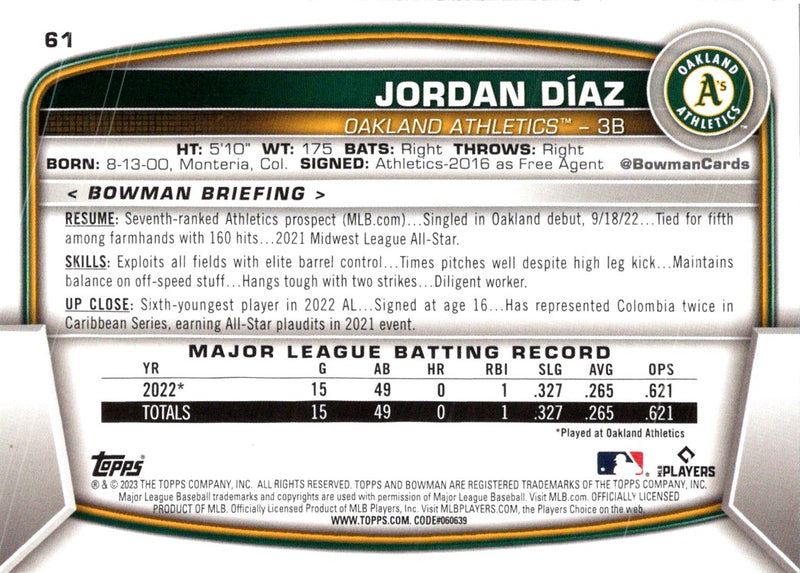 2023 Bowman Jordan Diaz