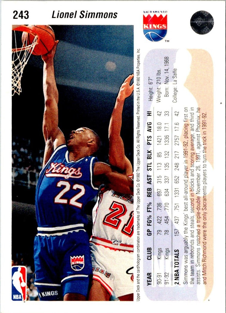1992 Upper Deck Lionel Simmons