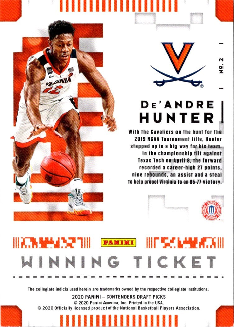 2020 Panini Contenders Draft Picks Winning Tickets Red De'Andre Hunter