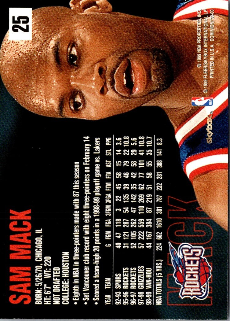 1999 SkyBox Dominion Sam Mack