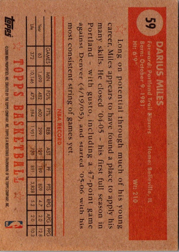 2005 Topps 1952 Style Darius Miles