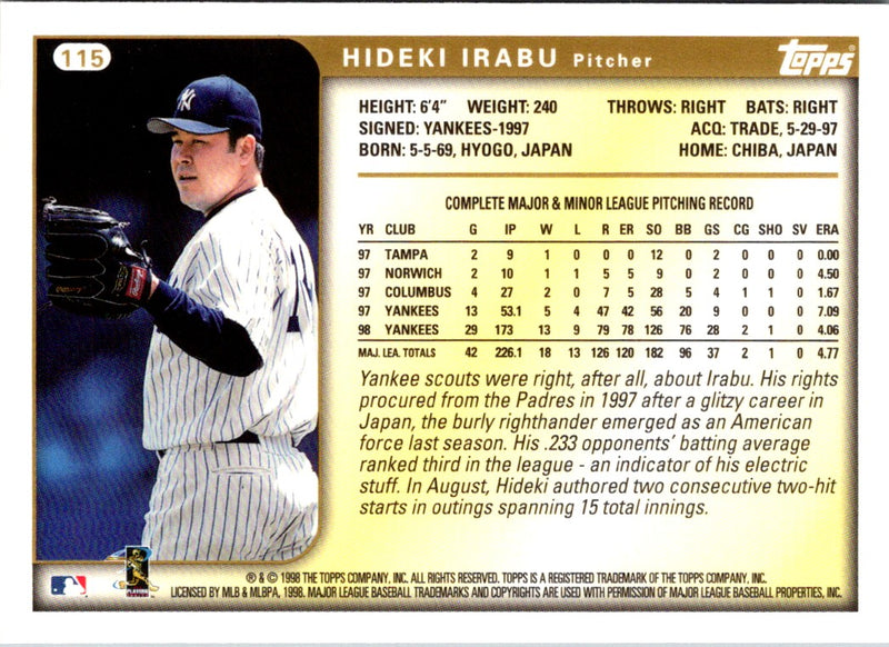 1999 Topps Hideki Irabu