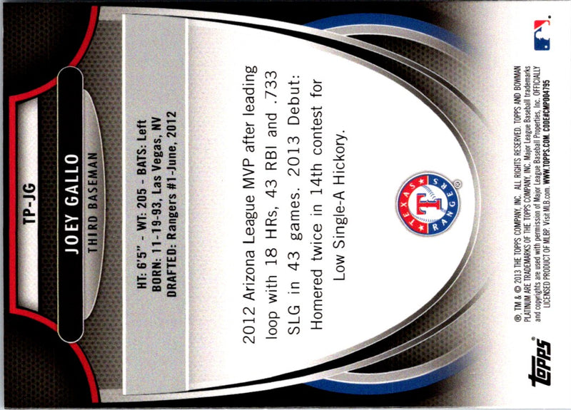 2013 Bowman Platinum Top Prospects Joey Gallo