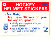 1989 Topps Sticker Inserts Quebec Nordiques #20