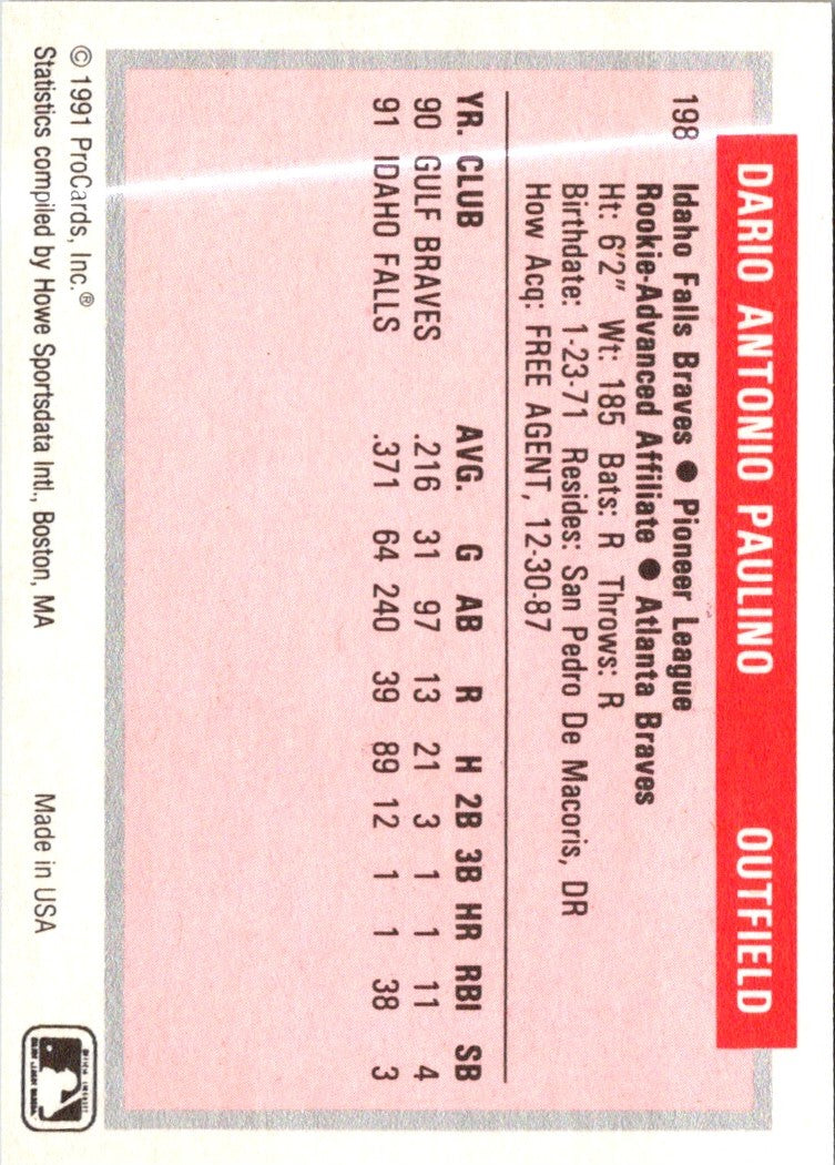 1991 ProCards Dario Paulino