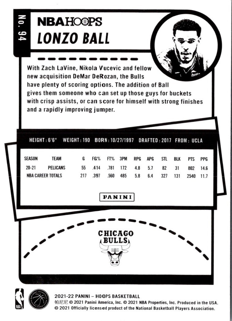 2021 Hoops Red Backs Lonzo Ball