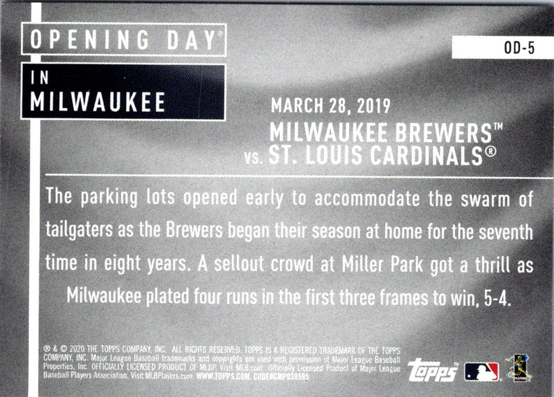 2020 Topps Opening Day Milwaukee Brewers