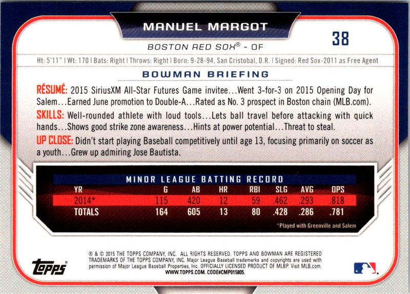 2015 Bowman Draft Picks & Prospects Manuel Margot