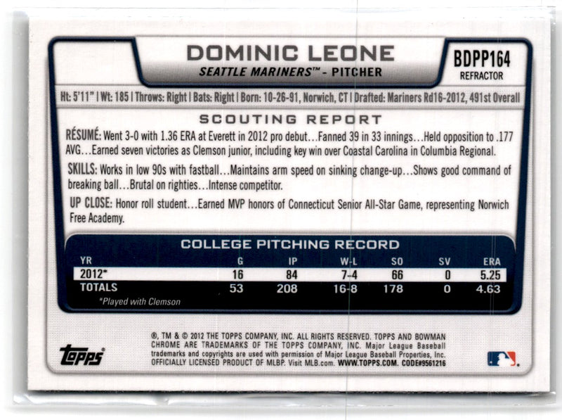 2012 Bowman Draft Picks & Prospects Dominic Leone