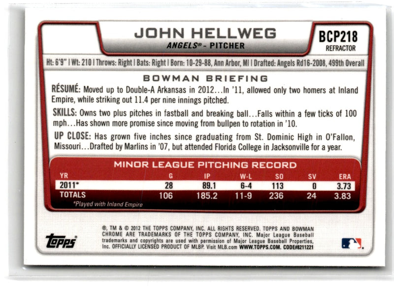 2012 Bowman Chrome Prospects John Hellweg