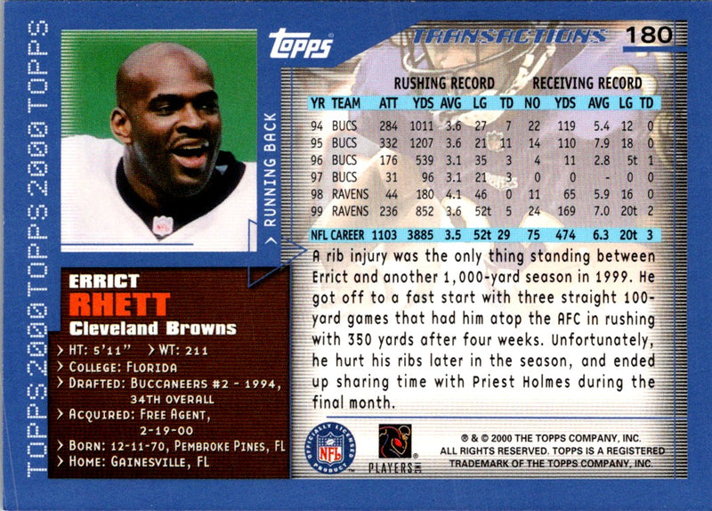 2000 Topps Errict Rhett