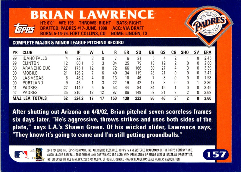 2003 Topps Brian Lawrence