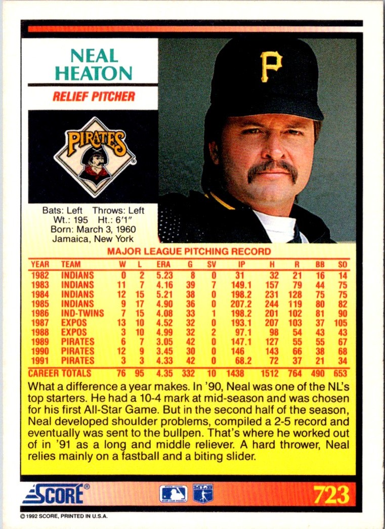 1992 Score Neal Heaton