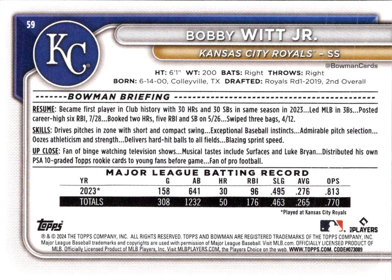 2024 Bowman Bobby Witt Jr.