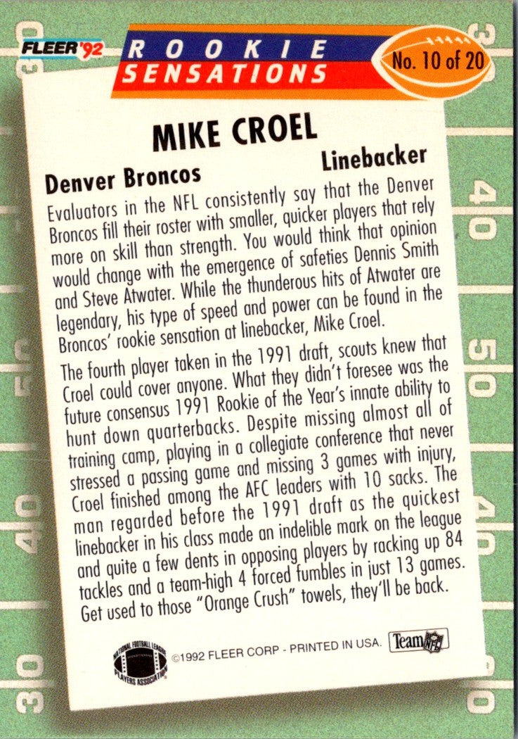 1992 Fleer Rookie Sensations Mike Croel