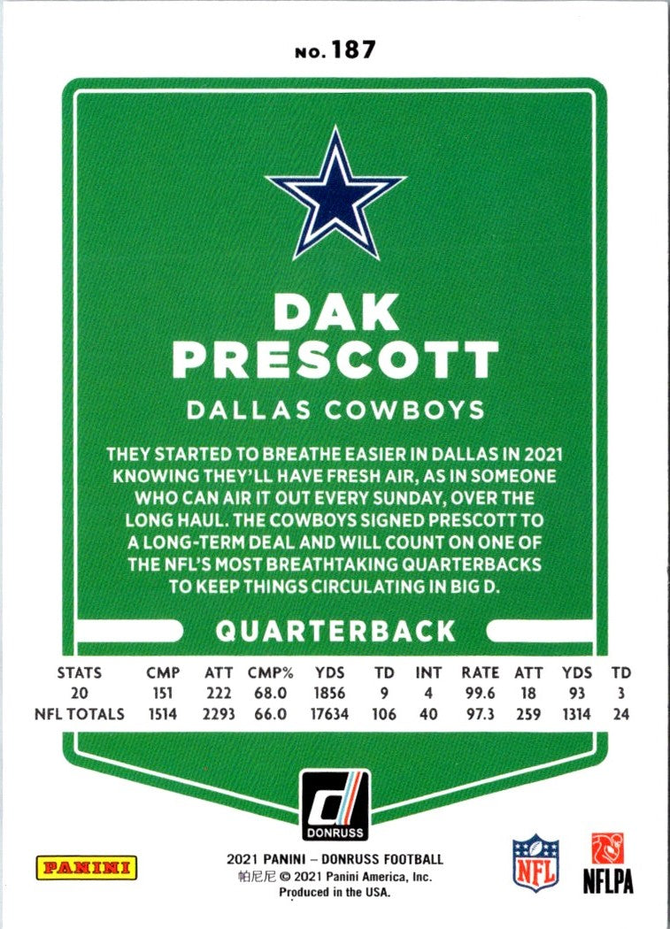 2021 Donruss Press Proof Blue Dak Prescott