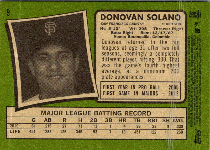 2020 Topps Heritage Donovan Solano